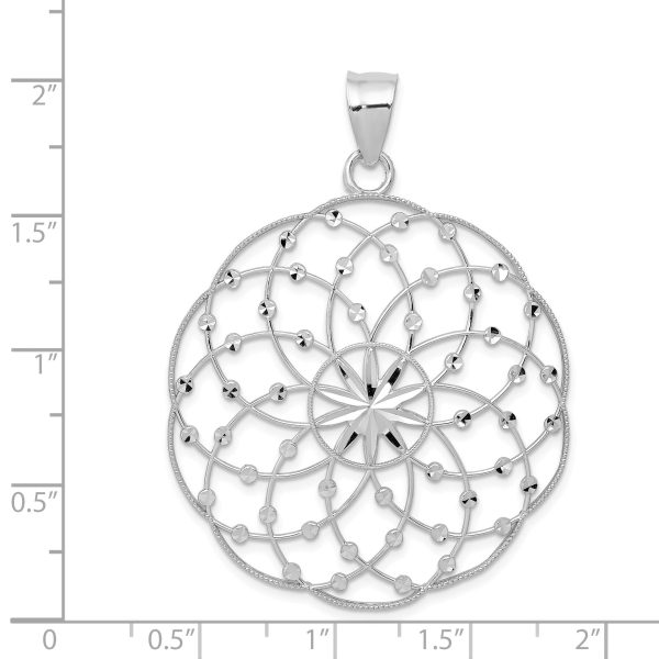 14k White Gold Scalloped Ornate Pendant, 38mm (1 1 2 inch) Cheap