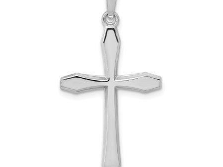 14k White Gold Polished Cross Pendant, 17 x 34mm For Cheap