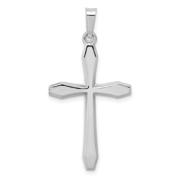 14k White Gold Polished Cross Pendant, 17 x 34mm For Cheap