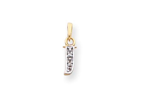 The Chloe Mini Diamond Accent initial J Pendant in 14k Yellow Gold For Sale