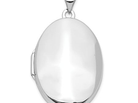 14k White Gold Polished Domed Locket, 26mm For Discount