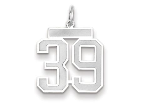 14k White Gold, Jersey Collection, Medium Number 39 Pendant For Sale