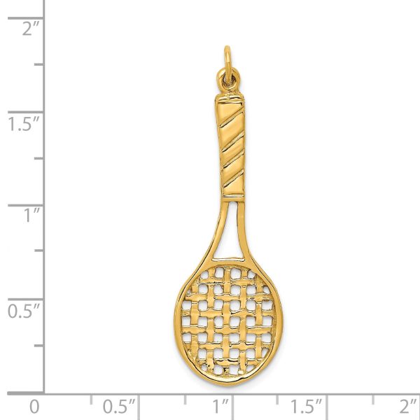 14k Yellow Gold Large 3D Tennis Racquet Pendant Discount