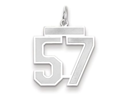 14k White Gold, Jersey Collection, Medium Number 57 Pendant For Cheap