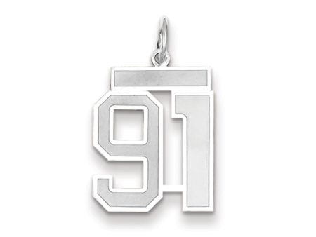 14k White Gold, Jersey Collection, Medium Number 91 Pendant Cheap