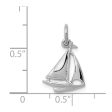 14k White Gold 3D Sailboat Charm Cheap