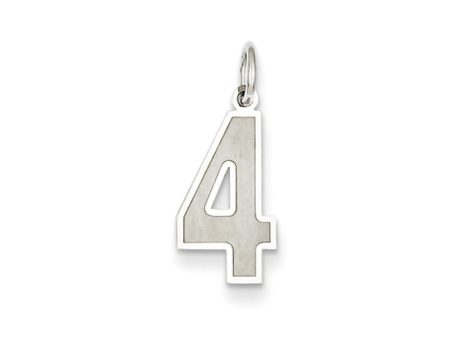 14k White Gold, Jersey Collection, Medium Number 4 Pendant Online Sale