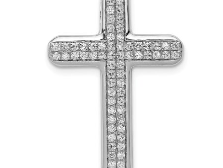 14k White Gold 1 2 Ctw Diamond Latin Cross Slide Pendant, 19 x 29mm For Discount