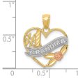 14k Two Tone Gold and White Rhodium #1 Grandma Heart Pendant, 16mm on Sale