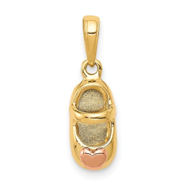 14k Two Tone Gold 3D Baby Shoe Pendant, 7 x 20mm Online now