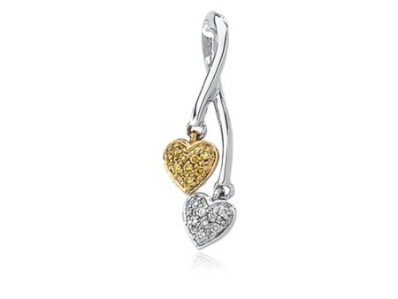 14k Two Tone Gold Diamond Hearts Entwined Pendant Online