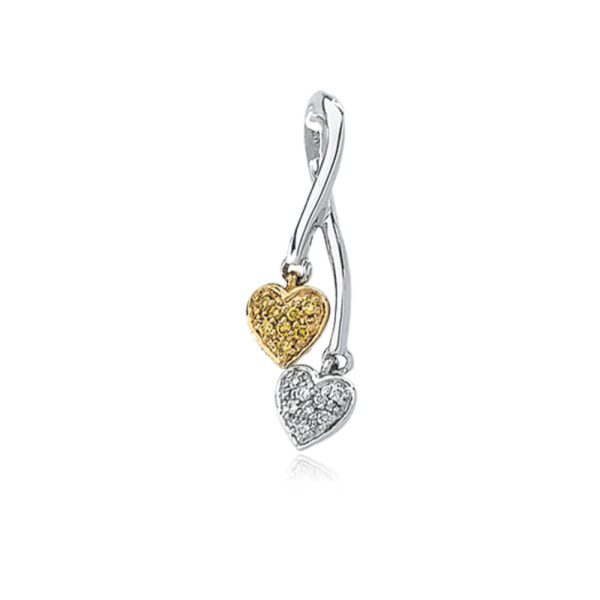 14k Two Tone Gold Diamond Hearts Entwined Pendant Online