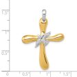 14k Two Tone Gold Rounded Dove Cross Pendant, 26 x 38mm Online now