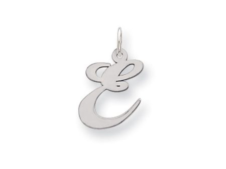 14k White Gold, Ella Collection Medium Fancy Script Initial E Pendant Online