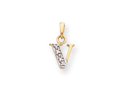 The Chloe Mini Diamond Accent initial V Pendant in 14k Yellow Gold Hot on Sale