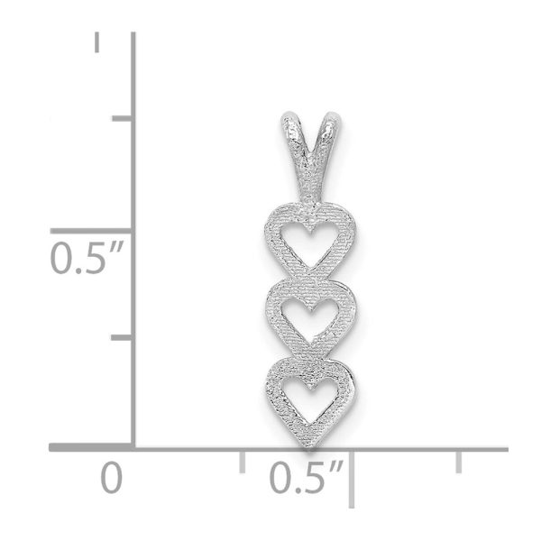 14k White Gold Stacked Triple Heart Pendant Supply