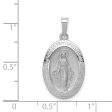 14k White Gold Solid Oval Miraculous Medal Pendant, 15 x 28mm Sale