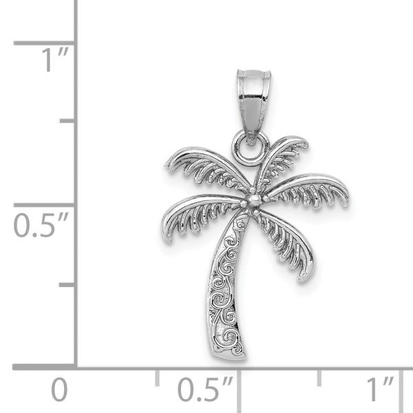 14k White Gold Palm Tree Pendant, 14 x 22mm on Sale