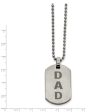 Stainless Steel Black Enamel Dad Dog Tag Necklace 24 Inch For Sale