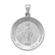 14k White Gold Hollow Round Miraculous Medal Pendant, 20mm (3 4 Inch) Fashion