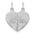 14k White Gold Best Friend Heart Set of 2 Charm or Pendants, 17mm Hot on Sale