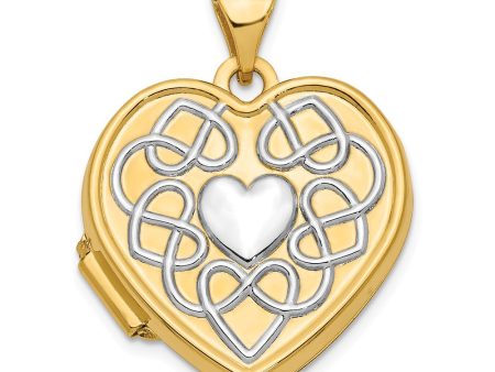 14k Yellow Gold & White Rhodium 18mm Heart of Gold Sentiment Locket Supply