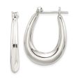 Elegantly Polished Puffed Oval Hoop Earrings in Sterling Silver - 1 in For Sale