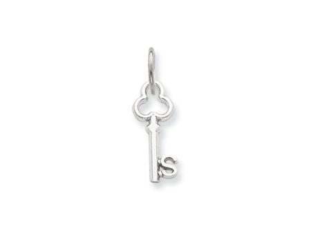 14k White Gold, Hannah Collection, Mini Initial S Shamrock Key Charm Online Hot Sale