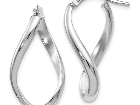 2.7mm Freeform Oval Hoop Earrings in 14k White Gold, 24mm (15 16 Inch) Sale