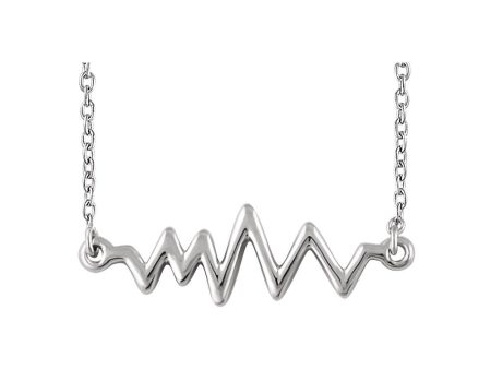 Sterling Silver Heartbeat Bar Necklace, 16-18 Inch Online Sale