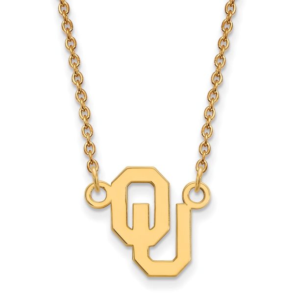 10k Yellow Gold Oklahoma OU Small Pendant Necklace Online now