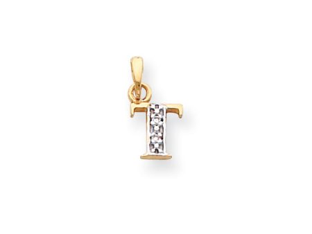 The Chloe Mini Diamond Accent initial T Pendant in 14k Yellow Gold Cheap