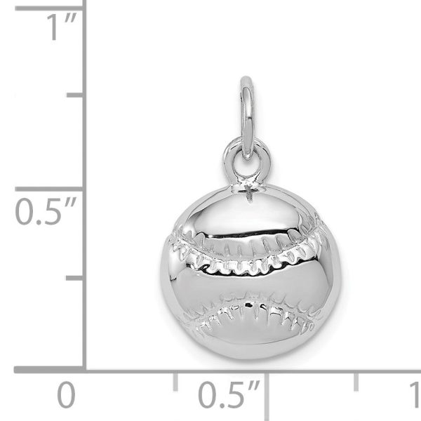 14k White Gold Polished Baseball Pendant, 12mm Discount