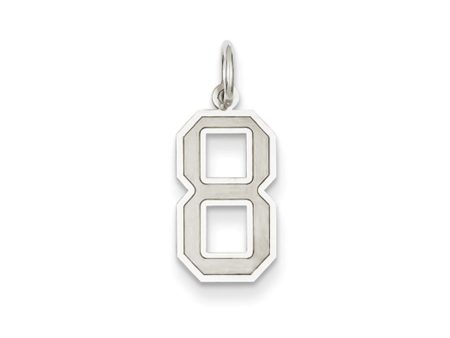 14k White Gold, Jersey Collection, Medium Number 8 Pendant on Sale