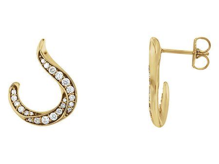 14 x 16mm 14k Yellow Gold 3 8 CTW (G-H, I1) Diamond J-Hoop Earrings Supply