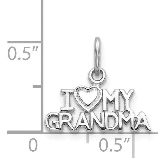 14k White Gold I Love My Grandma Charm or Pendant, 15mm Fashion