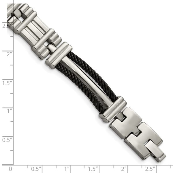 10mm Men s Titanium and Black Cable Link Bracelet Sale