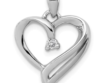 .05 Carat Diamond Scroll Heart Pendant in Sterling Silver For Discount