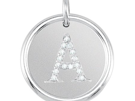 1 15 Ctw G-H, I1 Diamond Initial 17mm Sterling Silver Pendant Letter A Sale