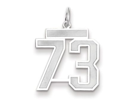 14k White Gold, Jersey Collection, Medium Number 73 Pendant For Cheap