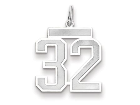 14k White Gold, Jersey Collection, Medium Number 32 Pendant For Sale