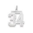 14k White Gold, Jersey Collection, Medium Number 34 Pendant Sale