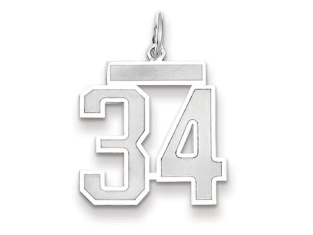 14k White Gold, Jersey Collection, Medium Number 34 Pendant Sale