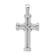 14k White Gold Polished Rope Cross Pendant on Sale