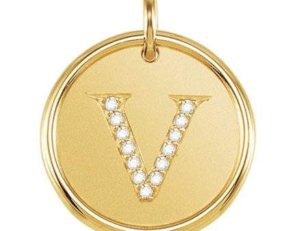 1 15 Ctw G-H, I1 Diamond Initial 17mm 14k Yellow Gold Pendant Letter V Online Hot Sale