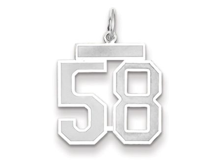 14k White Gold, Jersey Collection, Medium Number 58 Pendant Online Hot Sale