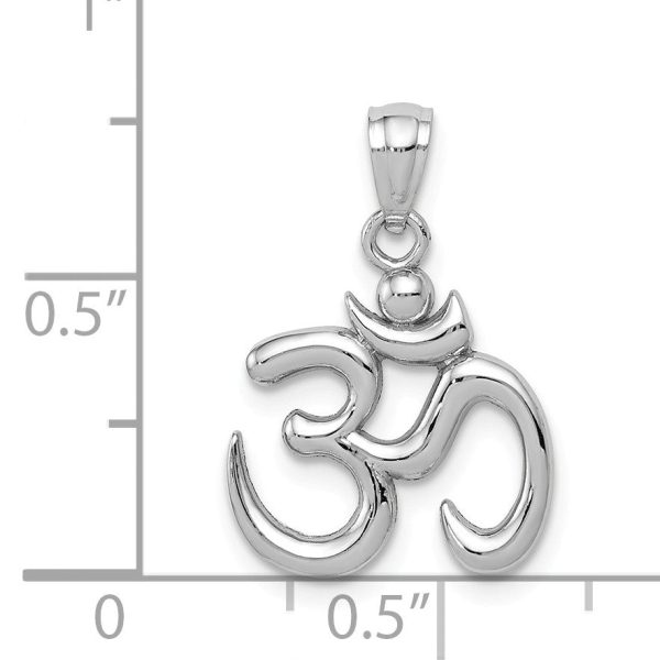 14k White Gold 2D Om Symbol Pendant, 15mm (9 16 inch) For Discount