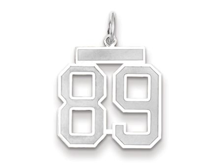 14k White Gold, Jersey Collection, Medium Number 89 Pendant Online now