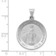 14k White Gold Hollow Round Miraculous Medal Pendant, 20mm (3 4 Inch) Fashion