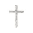 14k Gold or Sterling Silver Woodgrain Rope Cross Pendant, 32 x 51mm For Cheap